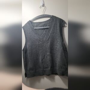 Charcoal Sleeveless V-Neck Knit Tank Top